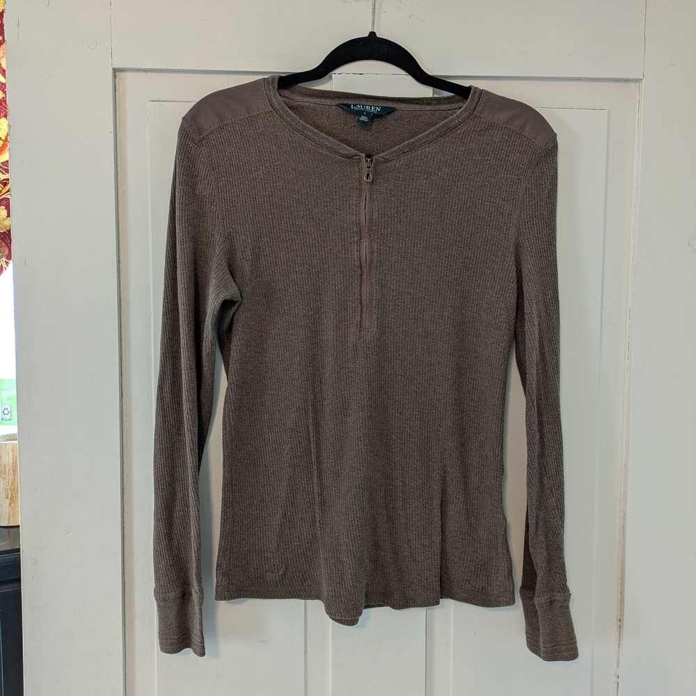 Ralph Lauren 3/4 Zip Long Sleeve Crew Neck Shirt- L